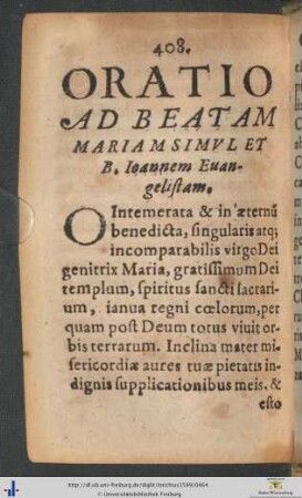 Oratio Ad Beatam Mariam Simul Et Beatum Ioannem Evangelistam