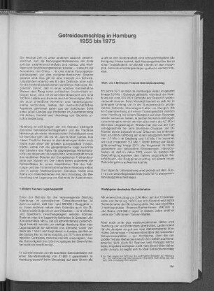 Getreideumschlag in Hamburg 1955 bis 1975