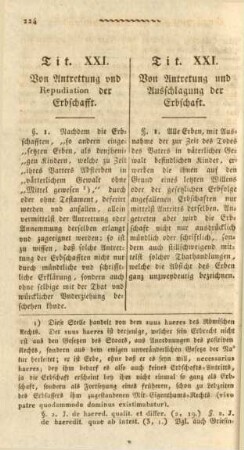 Tit. XXI. Von Antretung und Ausschlagung der Erbschaft