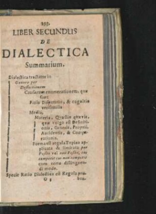 Liber Secundus. De Dialectica.