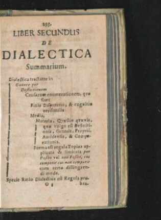 Liber Secundus. De Dialectica.