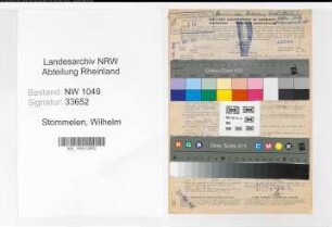 Entnazifizierung Wilhelm Stommelen , geb. 27.10.1908 (Autoschlosser)