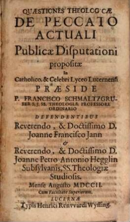Quaestiones theol. de peccato actuali