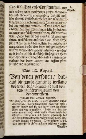 Das IIX. Capitel. Von denen personen/ daraus die gantze gemeinde weiland bestanden hat/ nemlich so wol von denen zuhörern/ als auch von denen priestern.