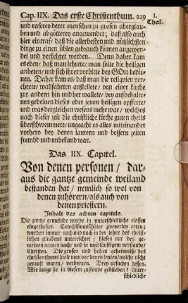 Das IIX. Capitel. Von denen personen/ daraus die gantze gemeinde weiland bestanden hat/ nemlich so wol von denen zuhörern/ als auch von denen priestern.
