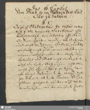 Das 16. Capitel. Vom Diaet so in währen der Bad-Cur zu halten