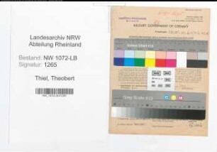 Entnazifizierung Theobert Von Thiel , geb. 27.04.1901 (Arbeiter)