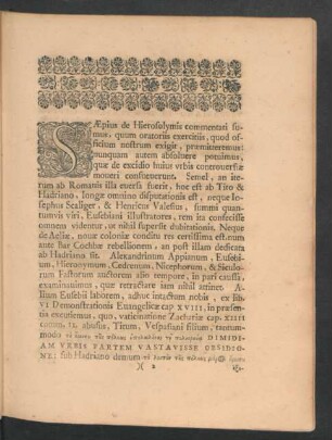 Saepius de Hierosolymis commentati sumus, quum oratoriis exercitiis, quod officium nostrum exigit ...