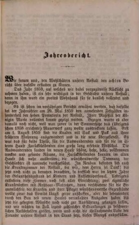 Jahresbericht über das Protestantische Rettungshaus zu Feldkirchen. 8. 1860, 30. Apr.