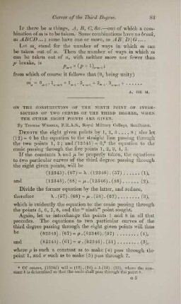 On the construction of the ninth point of intersection of two curves of the third degree, when the other eight points are given.