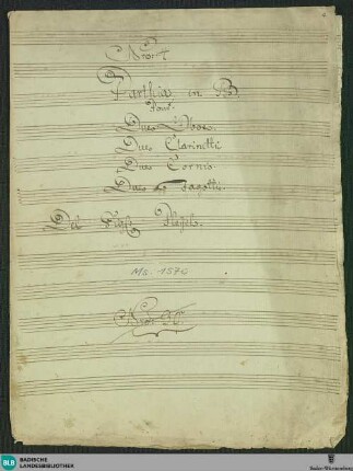 Quartets. Excerpts. Arr - Don Mus.Ms. 1570 : ob (2), cl (2), fag (2), cor (2); D; BenP 312/3 BenP 311/2 BenP X24 BenP X23 BenP 311/1