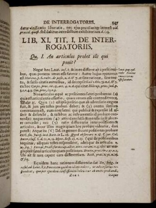 Lib. XI. /Tit. I. De Interrogatoriis. - Tit. VIII. De Mortuo Inferendo, Et Sepulchro Ædificando.