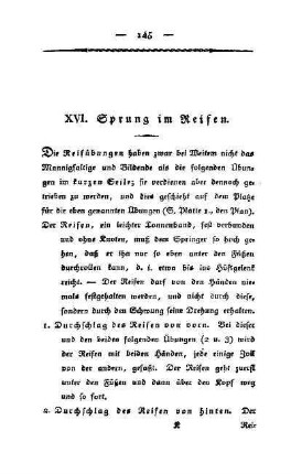 XVI. Sprung im Reifen