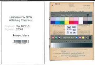 Entnazifizierung Maria Jansen, geb. 14.02.1905 (Schneiderin)