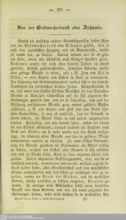 Von der Goldmacherkunst oder Alchymie