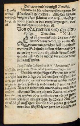 Von den Expensen und gerichtskosten. Articulus. XLII.
