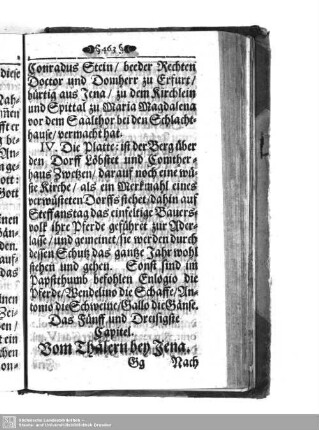 Das Fünff und Dreisigste Capitel. Vom Thälern bey Jena