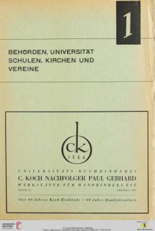 1. Behörden, Universität, Schulen, Kirchen und Vereine