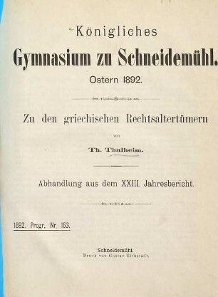 Jahresbericht : Ostern .... 1891/92