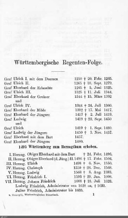 Württembergische Regenten-Folge