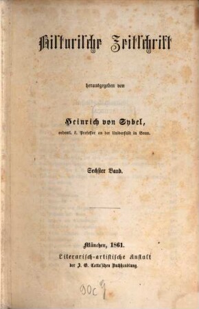 Historische Zeitschrift : HZ, 6. 1861