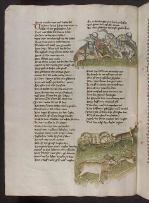 (1) Tjost; (2) Hund zieht Wagen; Ochse jagt Hase; (Buch 3).