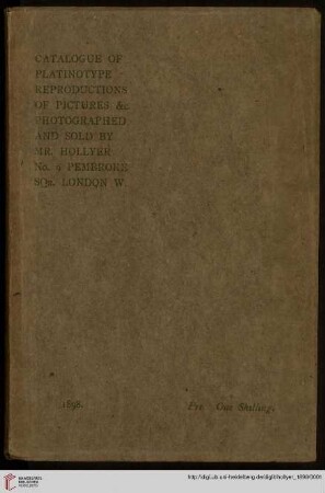 Catalogue of platinotype reproductions of pictures &c.