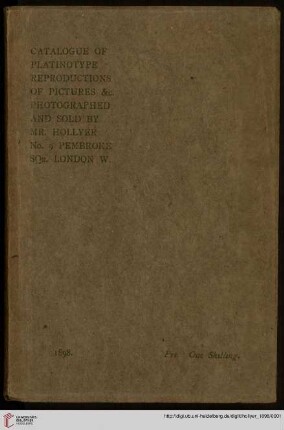 Catalogue of platinotype reproductions of pictures &c.