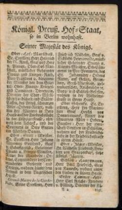Königl. Preuß. Hof-Staat, so in Berlin wohnhaft