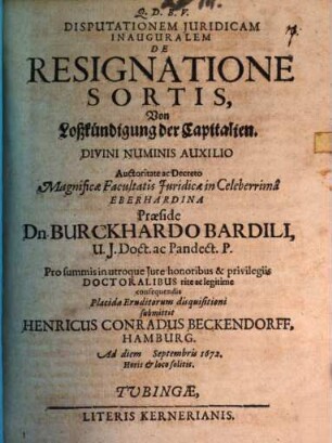 Disp. iur. inaug. de resignatione sortis