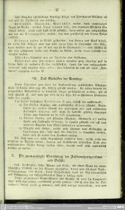 E. Die zweckmäßigste Einrichtung der Aufbewahrungsräume und Gefäße