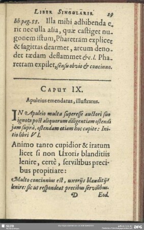 Caput IX. Apuleius emendatus, illustratus