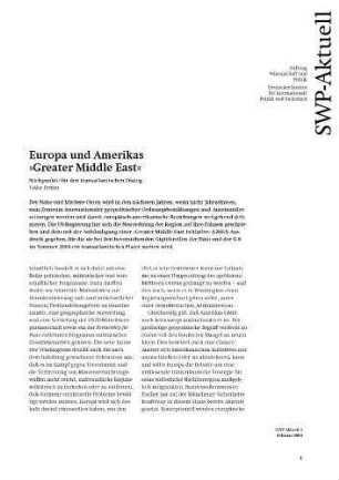 Europa und Amerikas "Greater Middle East" : Stichpunkte für den transatlantischen Dialog