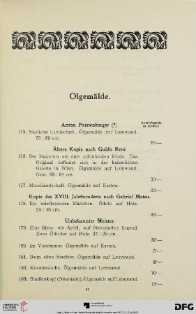 Ölgemälde (Nr. 175-189)