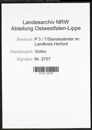 Heiratsregister Standesamt Vlotho