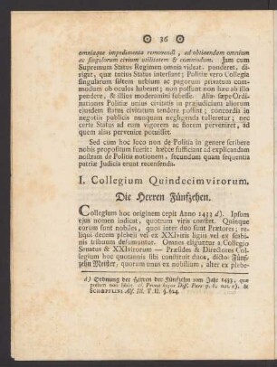 I. Collegium Quindecimvirorum. Die Herren Fünfzehn