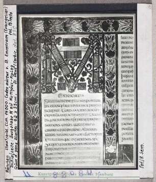 München, Bayerische Staatsbibliothek: CLM 14000, fol. 13r, Prolog Matthäusevangelium
