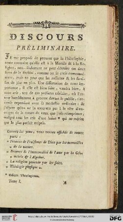 Discours préliminaire