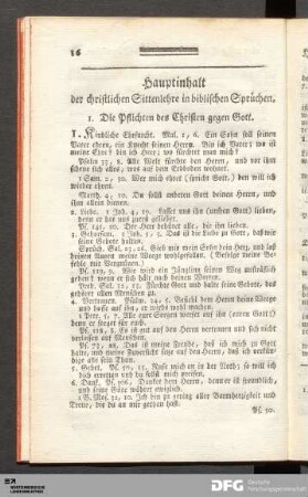 Hauptinhalt der christlichen Sittenlehre in biblischen Sprüchen.