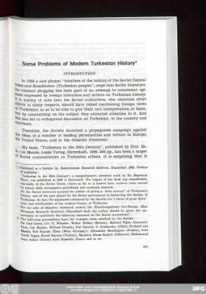 Some Problems of Modern Turkestan History