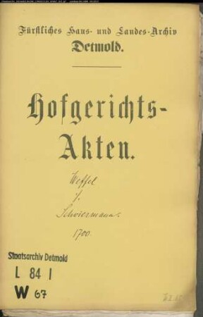 Weffel, Deppe gegen Camerarius Dietrich Schwiermann - Schuldforderung