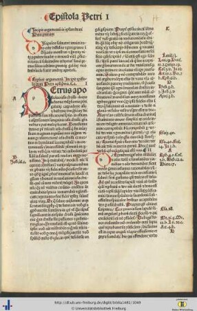 Argumentum in epistolam beati Petri primam