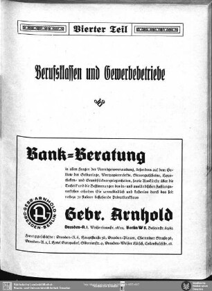 Vierter Teil. Berufsklassen und Gewerbebetriebe