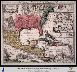 Mappa geographica regionem Mexicanam et Floridam.