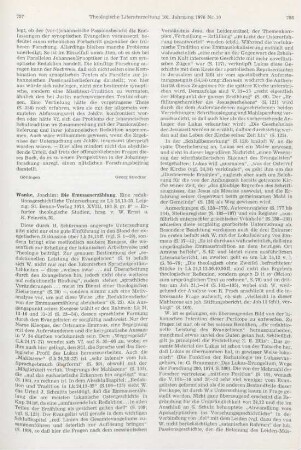 757-759 [Rezension] Wanke, Joachim, Die Emmauserzählung