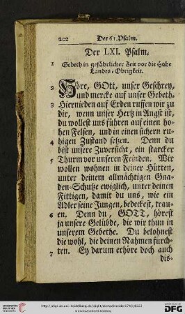Der LXI. Psalm - Der LXX. Psalm