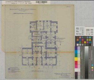 Münster (Münster) Wiederaufbau des Behördenhauses am Domplatz Nr. 3 Grundriß Kellergeschoß 1948 1 : 100 45 x 42 Pause Staatsneubauleitung Münster Regierung Münster Nr. 33943