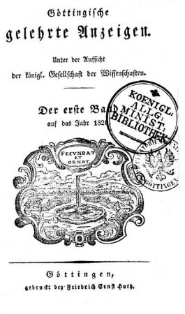 1826,1: Göttingische gelehrte Anzeigen