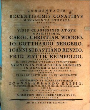 Commentatio de recentissimis conatibus monumenta Etrusca explicandi