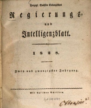 Herzogl.-Sachsen-Coburgisches Regierungs- und Intelligenzblatt. 1828
